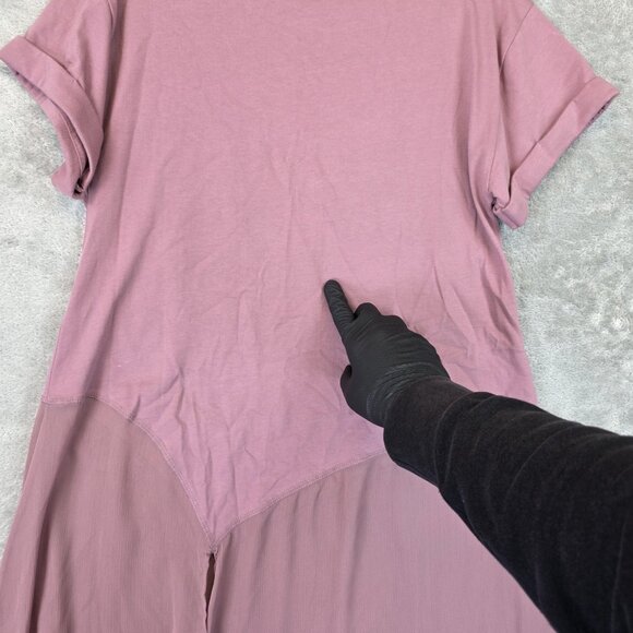 Akemi + Kin Shirt Womens Small Mauve Asymmetrical Floral Lace Hem Tunic Top - Picture 14 of 15